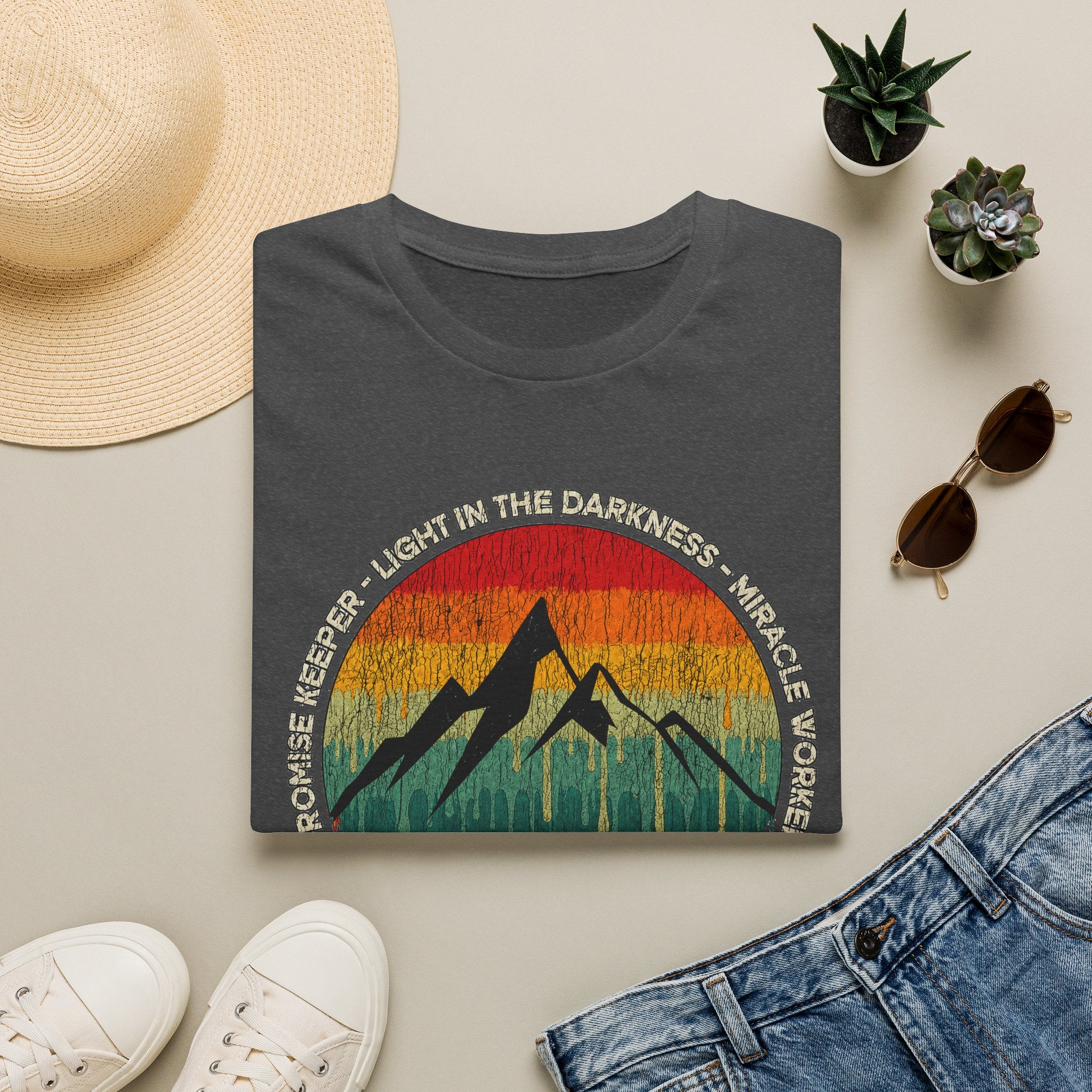 Waymaker Mountain T-Shirt — “Promise Keeper, Light in the Darkness” Christian Graphic Tee