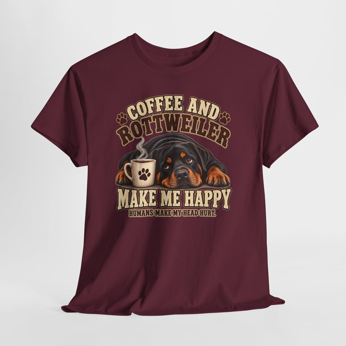 Coffee and Rottweiler Tee — "Coffee and Rottweiler Make Me Happy" Dog Lover Shirt