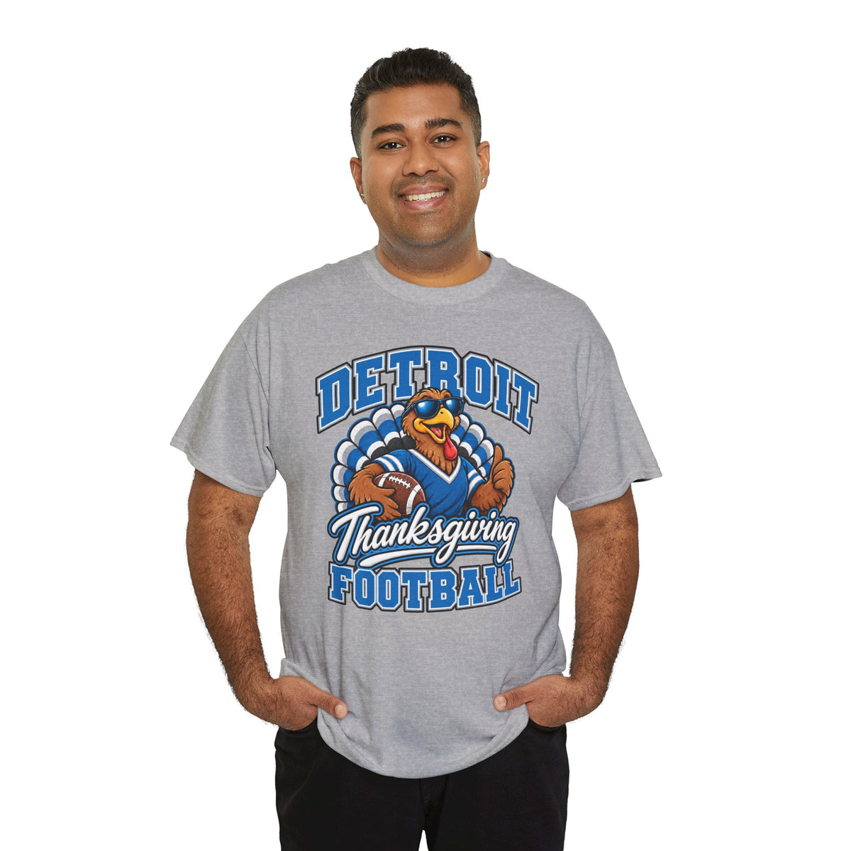 Detroit Thanksgiving Football Tee — Turkey Mascot Game Day Shirt