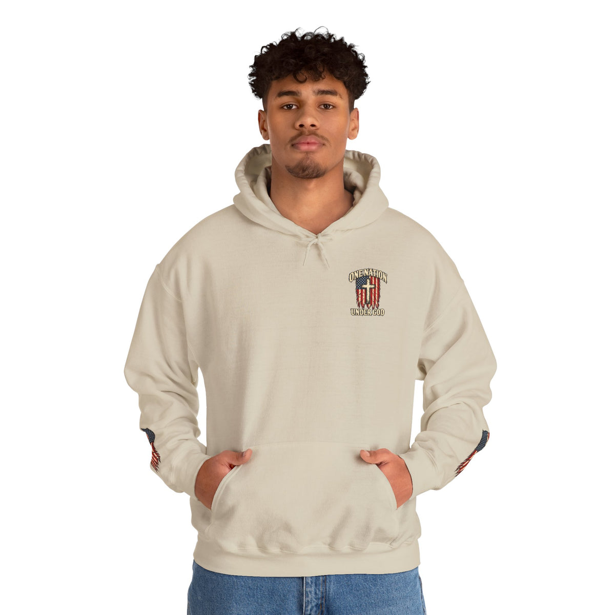 One Nation Under God Patriotic Cross Hoodie