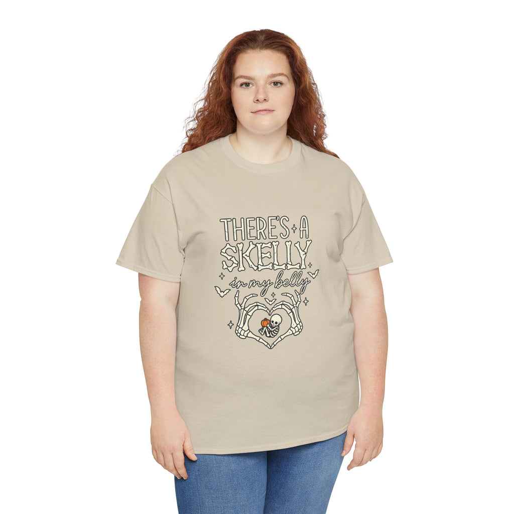 Skeleton Heart T‑Shirt — "There's a Skelly in My Belly" Cute Halloween Tee