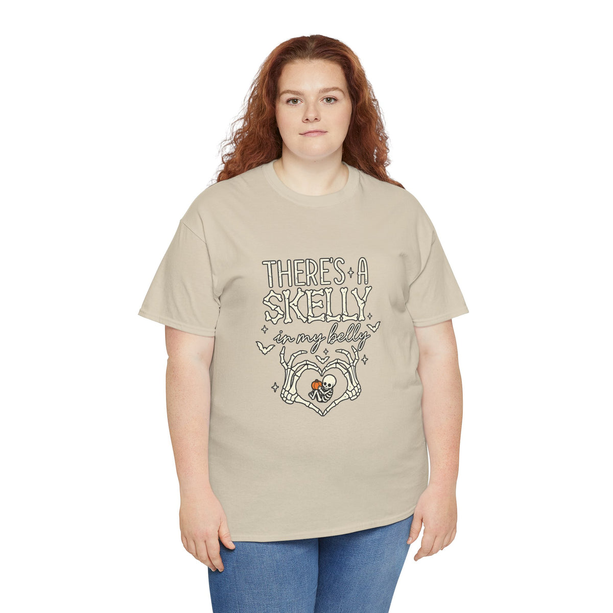 Skeleton Heart T‑Shirt — "There's a Skelly in My Belly" Cute Halloween Tee