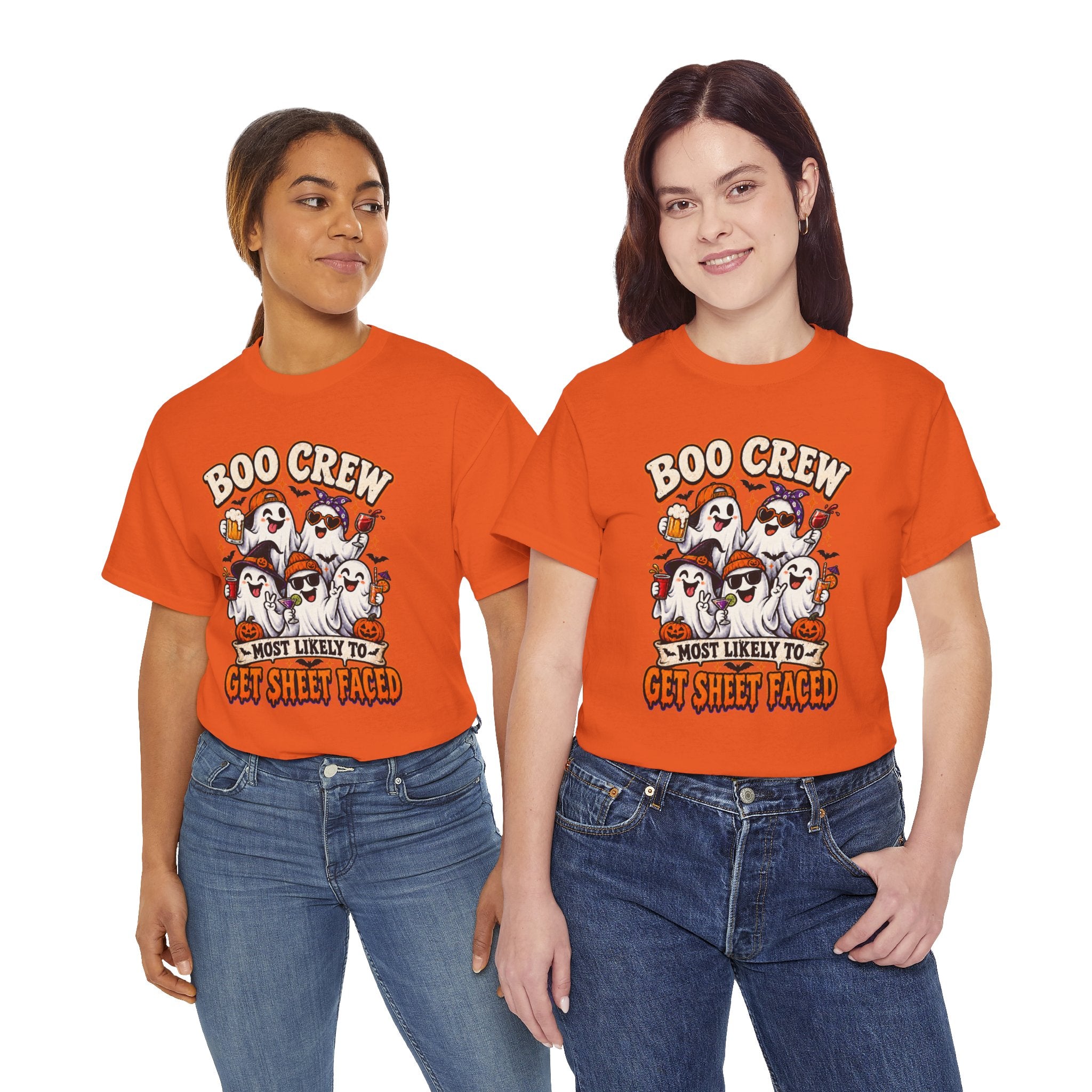 Boo Crew Halloween T-Shirt — “Most Likely to Get Sheet Faced” Funny Ghost Party Tee