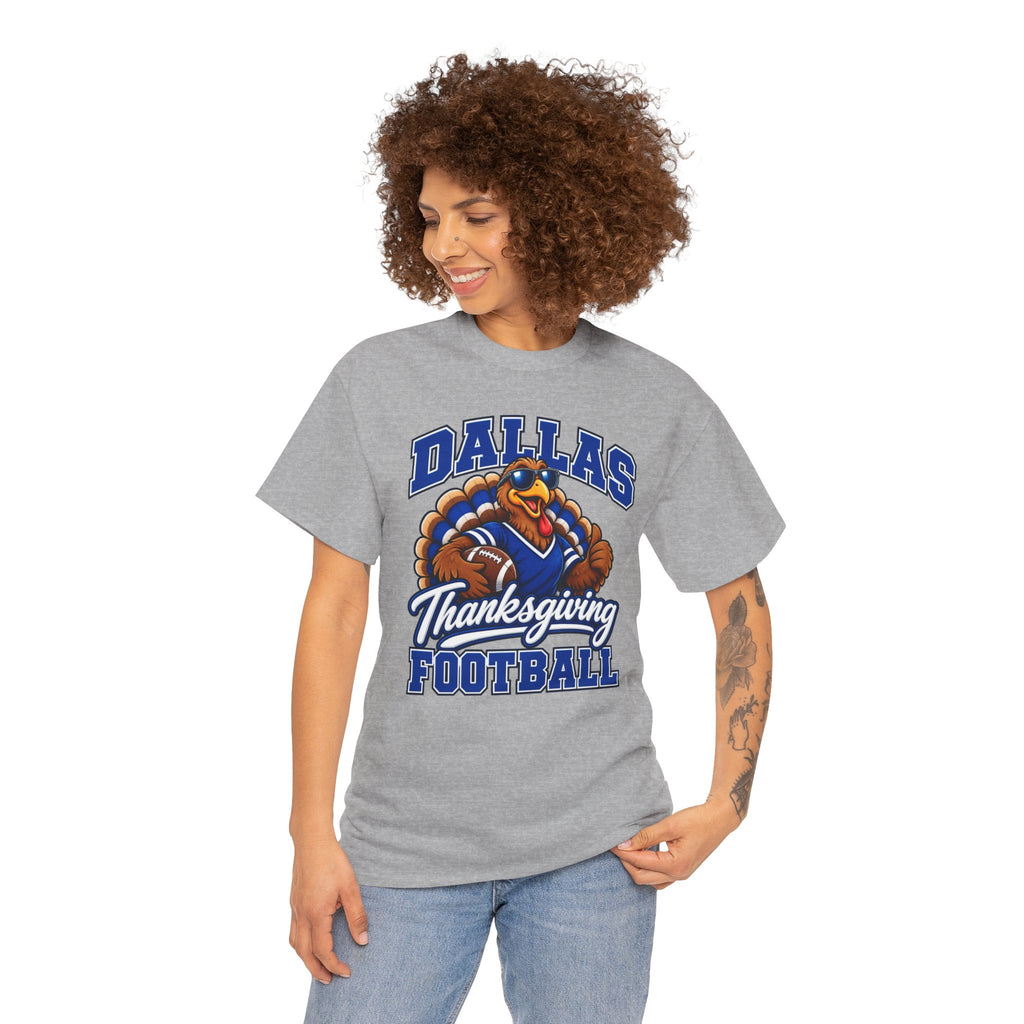 Dallas Thanksgiving Football T-Shirt — Turkey Mascot Game Day Tee