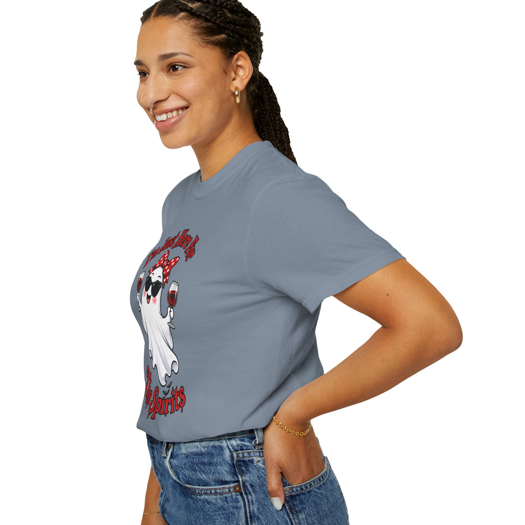 Wine Ghost T-Shirt — "I'm Just Here For The Spirits" Halloween Tee