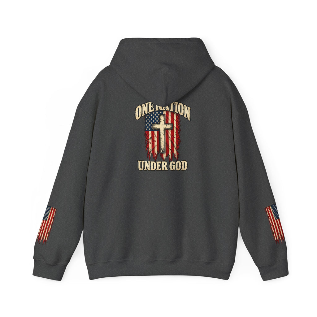 One Nation Under God Patriotic Cross Hoodie