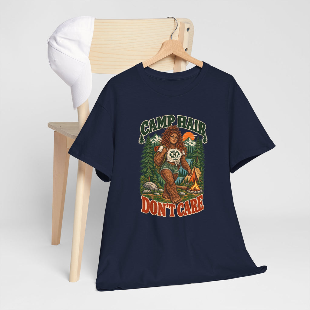 Camp Hair Don't Care T-Shirt — Retro Camping Graphic Tee