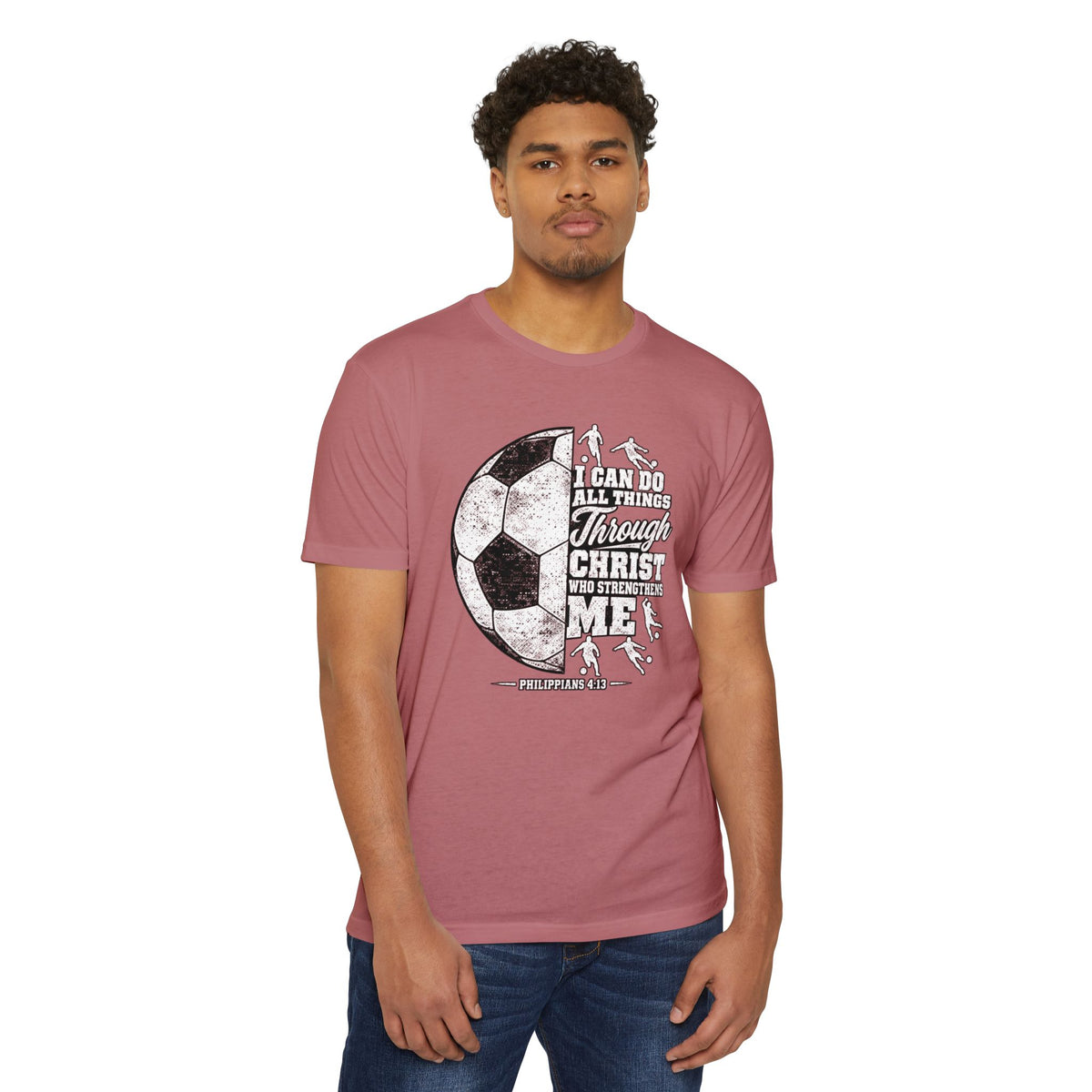Christian Soccer T-Shirt — “I Can Do All Things Through Christ” Faith Soccer Tee