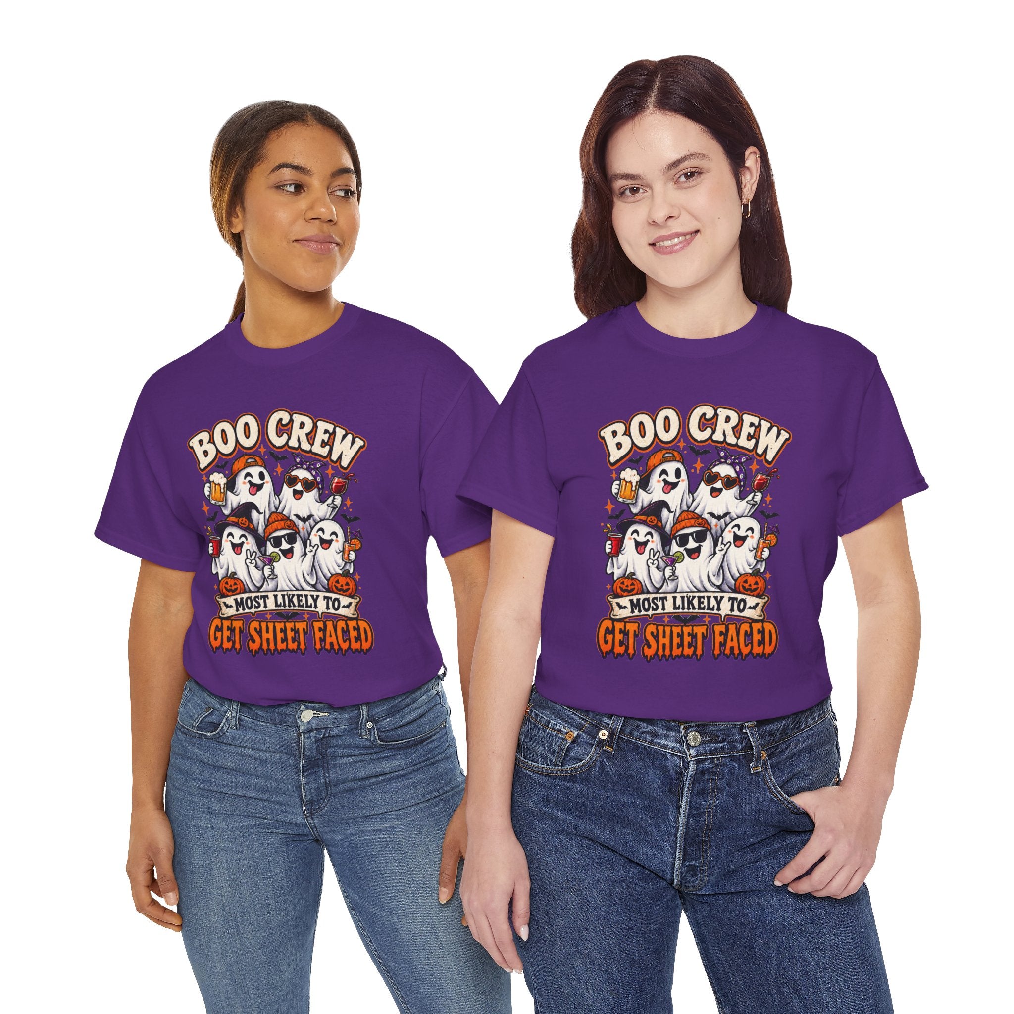 Boo Crew Halloween T-Shirt — “Most Likely to Get Sheet Faced” Funny Ghost Party Tee
