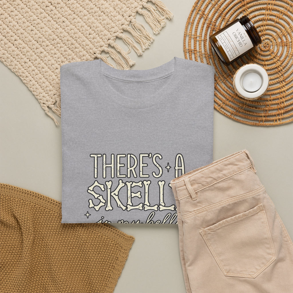 Skeleton Heart T‑Shirt — "There's a Skelly in My Belly" Cute Halloween Tee