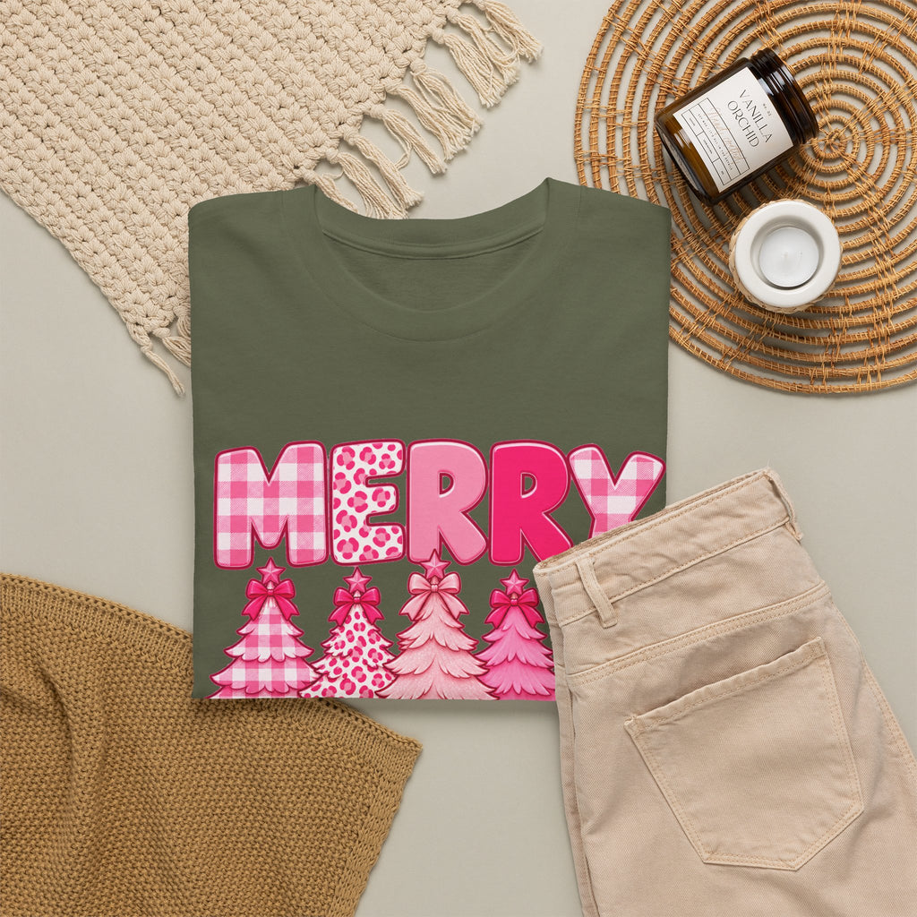 Merry Christmas Pink Christmas Tree T-Shirt