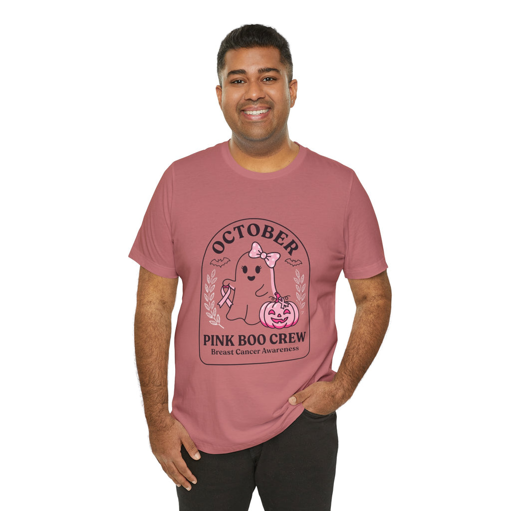 October Pink Boo Crew Tee — Breast Cancer Awareness Ghost T-Shirt