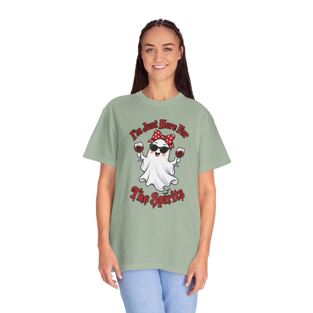 Wine Ghost T-Shirt — "I'm Just Here For The Spirits" Halloween Tee