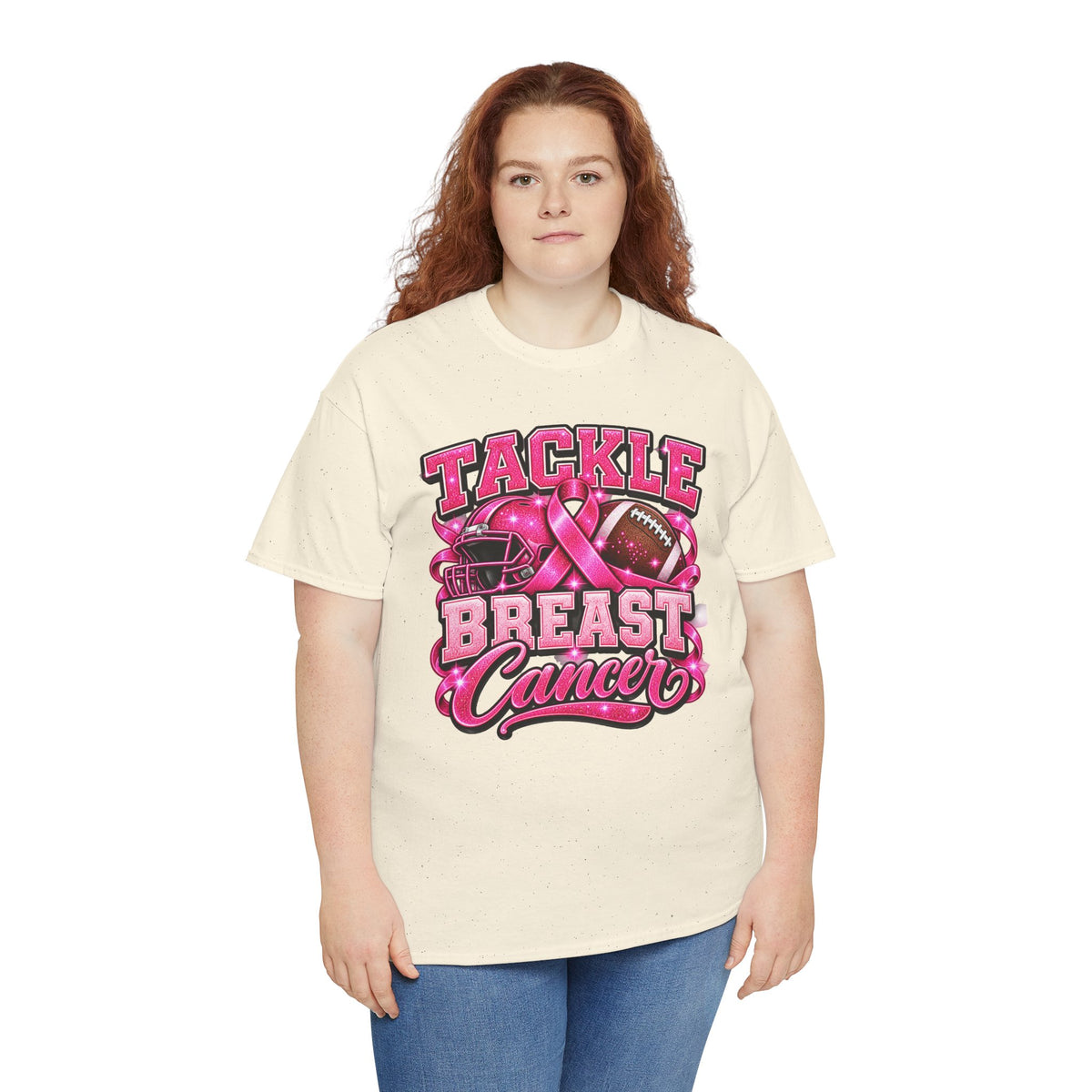 T-Shirt — "Tackle Breast Cancer" Pink Football Awareness Tee