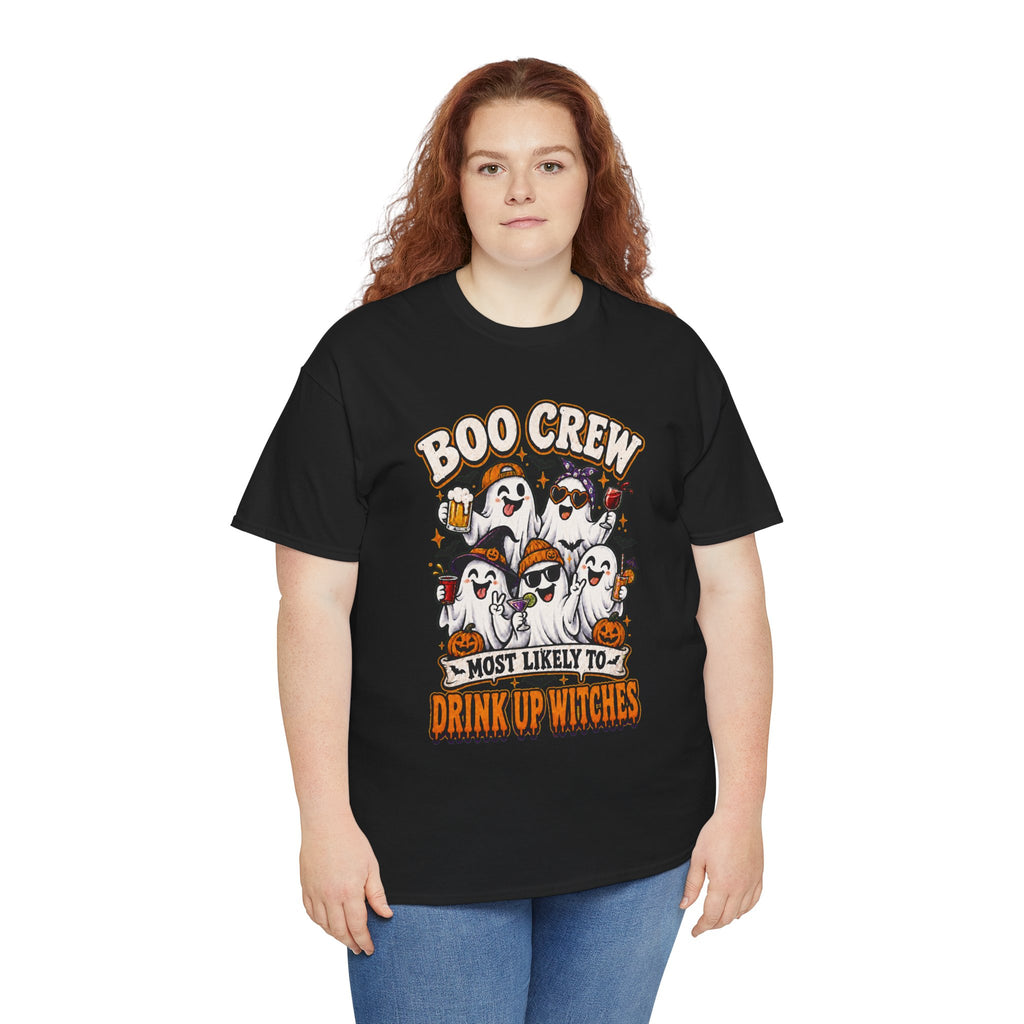 Boo Crew Halloween Tee — "Most Likely to Drink Up Witches" Ghost Party Shirt