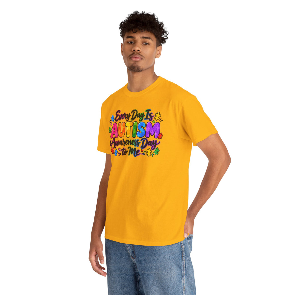 Autism Awareness T-Shirt — "Every Day Is Autism Awareness Day to Me" Colorful Puzzle Tee
