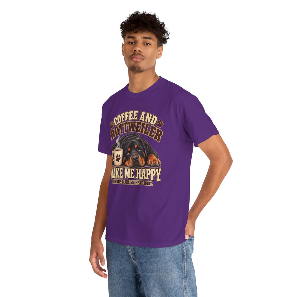 Coffee and Rottweiler Tee — "Coffee and Rottweiler Make Me Happy" Dog Lover Shirt