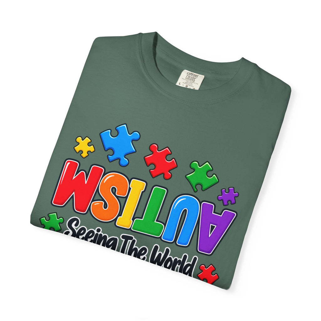 Autism Awareness T-Shirt — "Seeing the World From a Different Angle" Puzzle Design