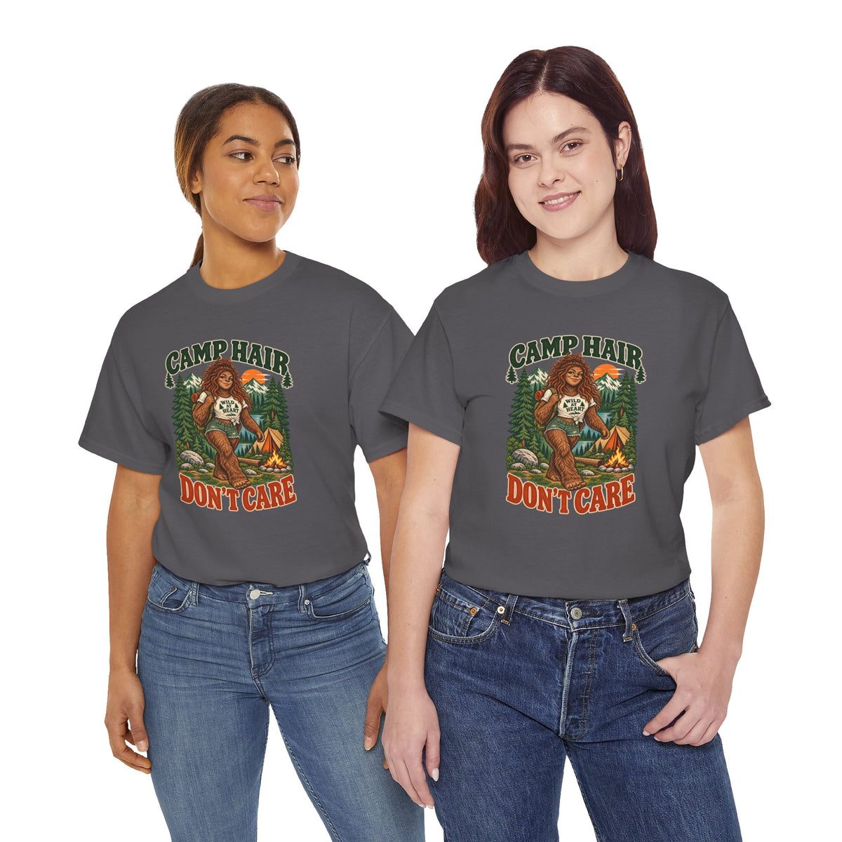 Camp Hair Don't Care T-Shirt — Retro Camping Graphic Tee