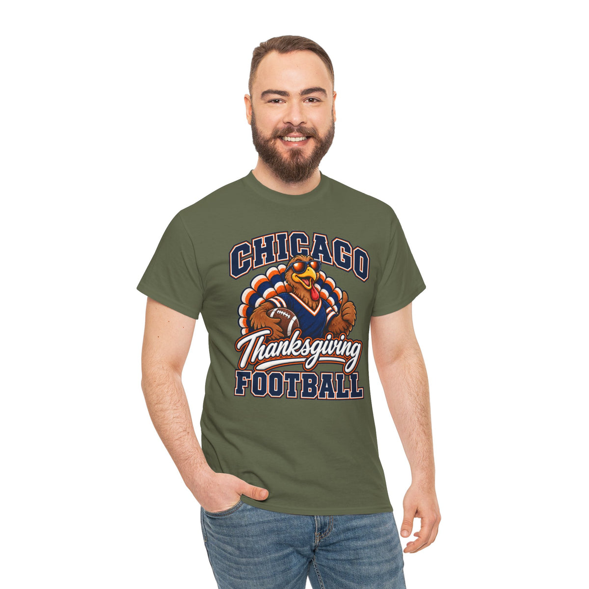 Chicago Thanksgiving Football T-Shirt — Turkey Mascot Game Day Tee