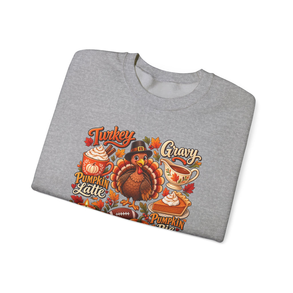 Thankful Thanksgiving Sweatshirt — Cute Turkey & Fall Harvest Crewneck