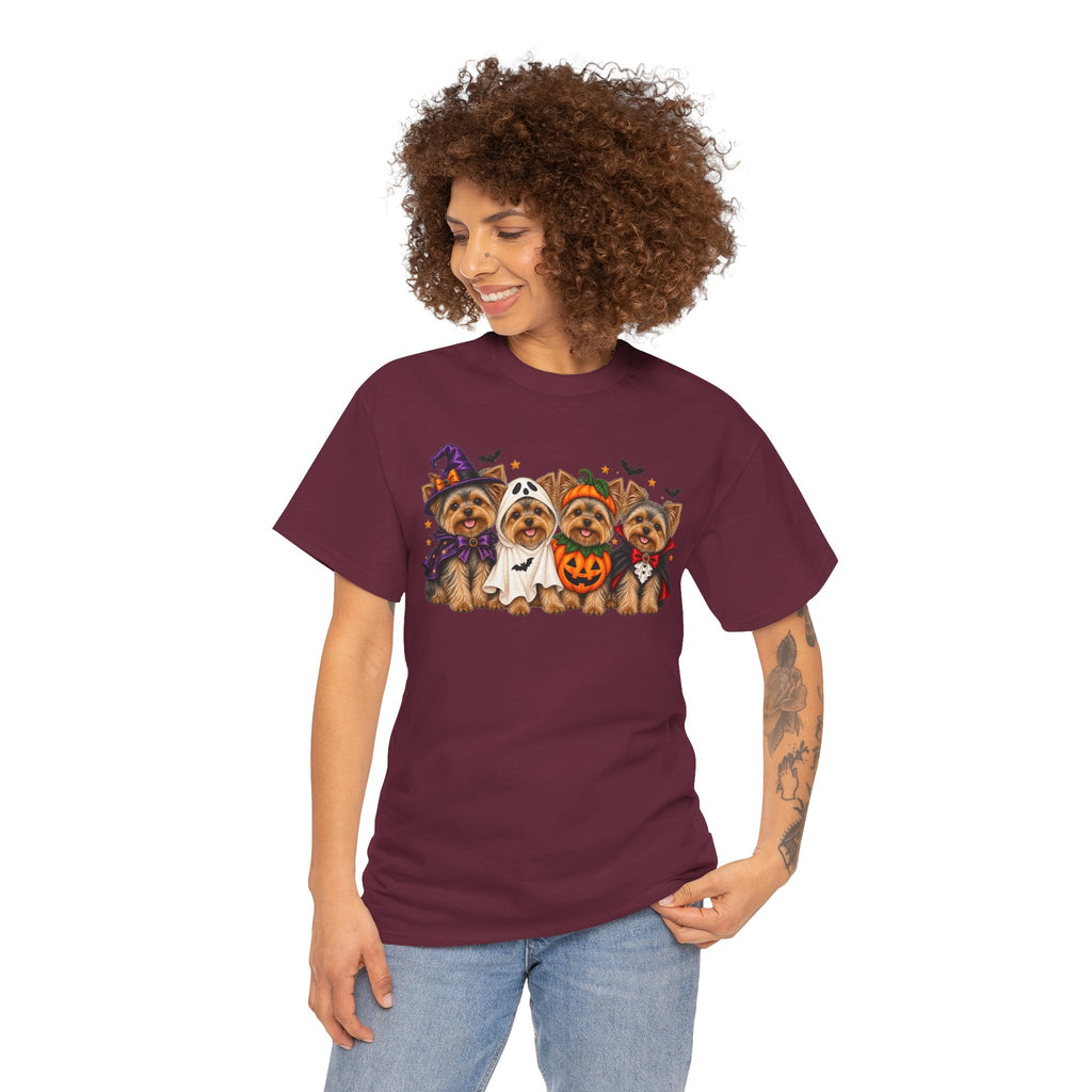 Halloween Yorkie T-Shirt — Cute Yorkies in Costumes (Pumpkin, Ghost, Witch, Vampire)