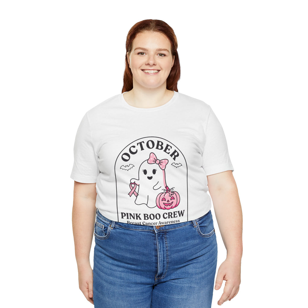 October Pink Boo Crew Tee — Breast Cancer Awareness Ghost T-Shirt