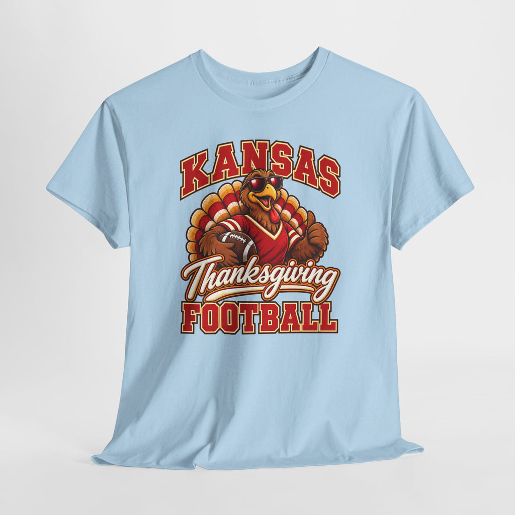 Kansas Thanksgiving Football T‑Shirt — Turkey Mascot Holiday Game Tee