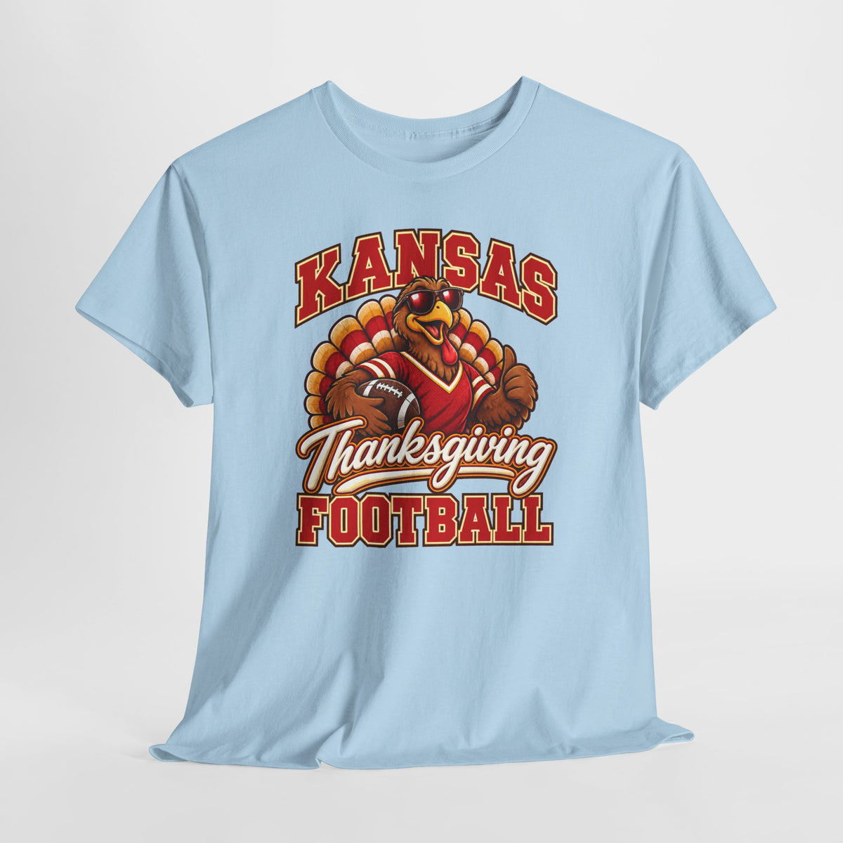 Kansas Thanksgiving Football T‑Shirt — Turkey Mascot Holiday Game Tee