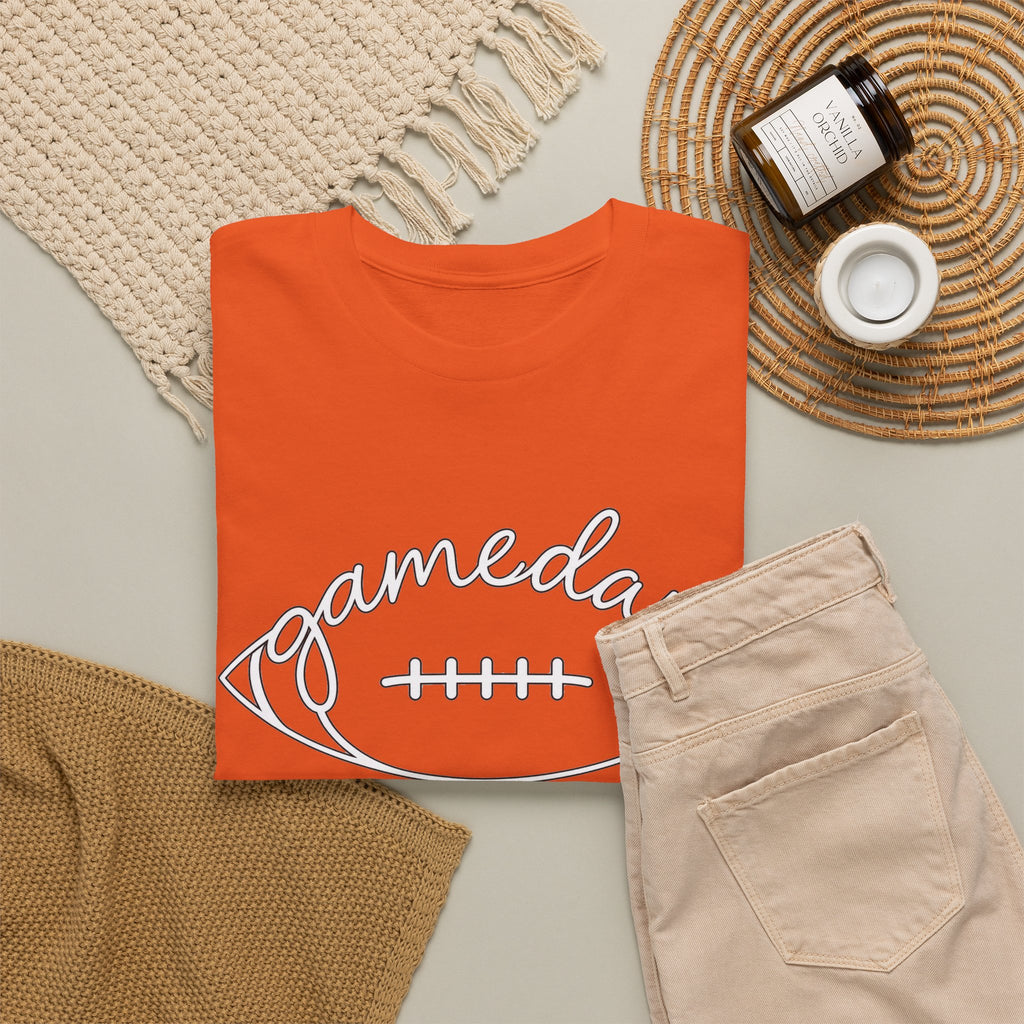 Gameday Football Tee — 'gameday' Script Football Graphic T-Shirt