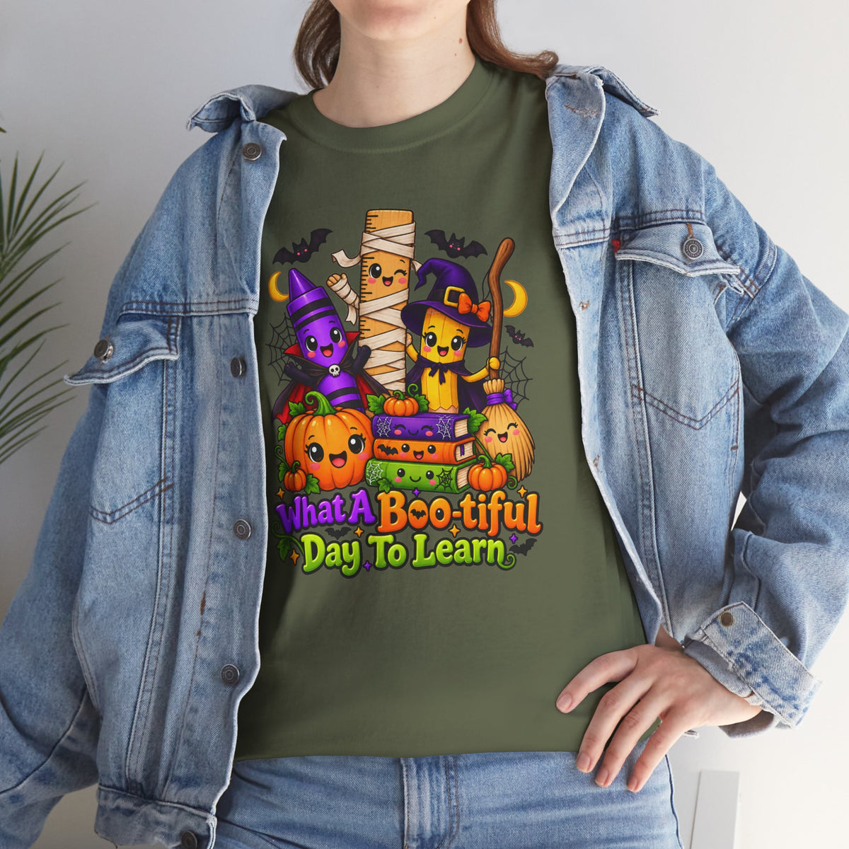 Halloween Teacher Tee — "What A Boo-tiful Day To Learn" Kids' Classroom Shirt