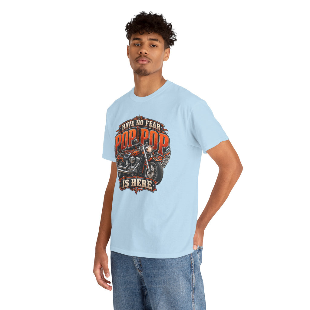 Pop Pop Is Here Motorcycle Dad T-Shirt