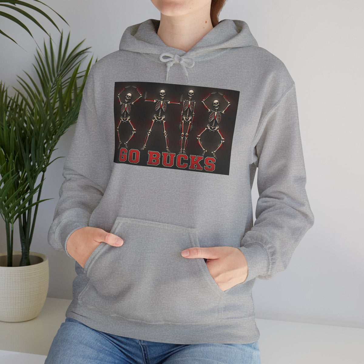 Go Bucks Hoodie — Vintage Red Deer Antlers Graphic Hooded Sweatshirt