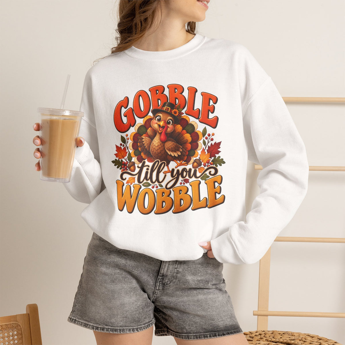 Thanksgiving Turkey 'Gobble Till You Wobble' Crewneck Sweatshirt