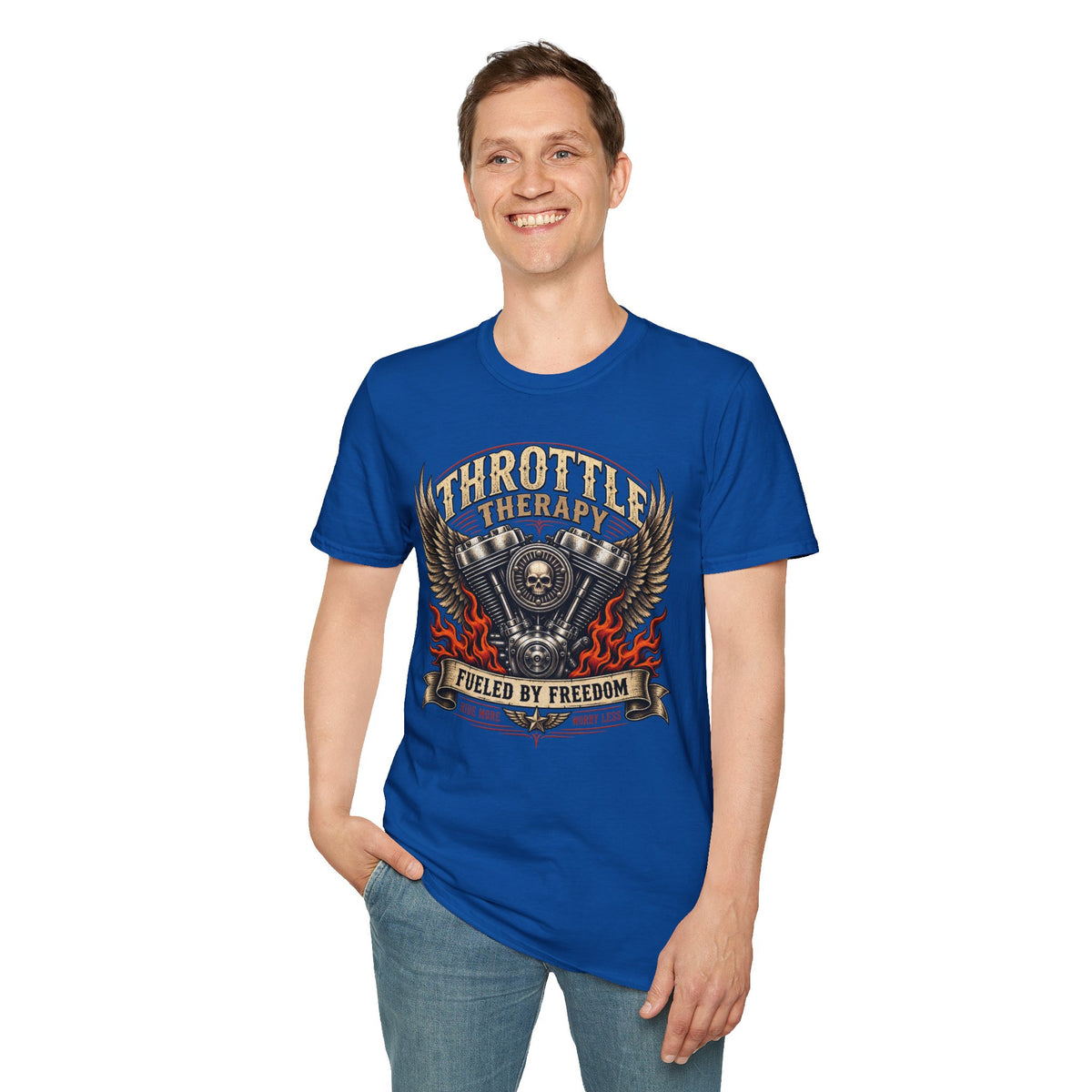 Throttle Therapy Motorcycle T‑Shirt — Fueled by Freedom Riding Tee
