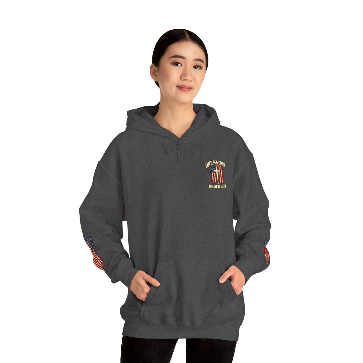 One Nation Under God Patriotic Cross Hoodie