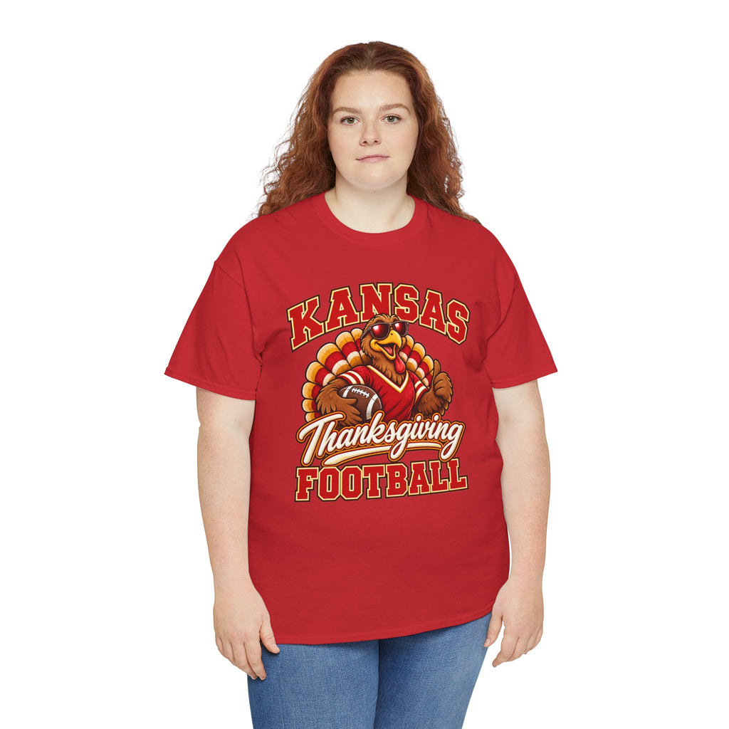 Kansas Thanksgiving Football T‑Shirt — Turkey Mascot Holiday Game Tee