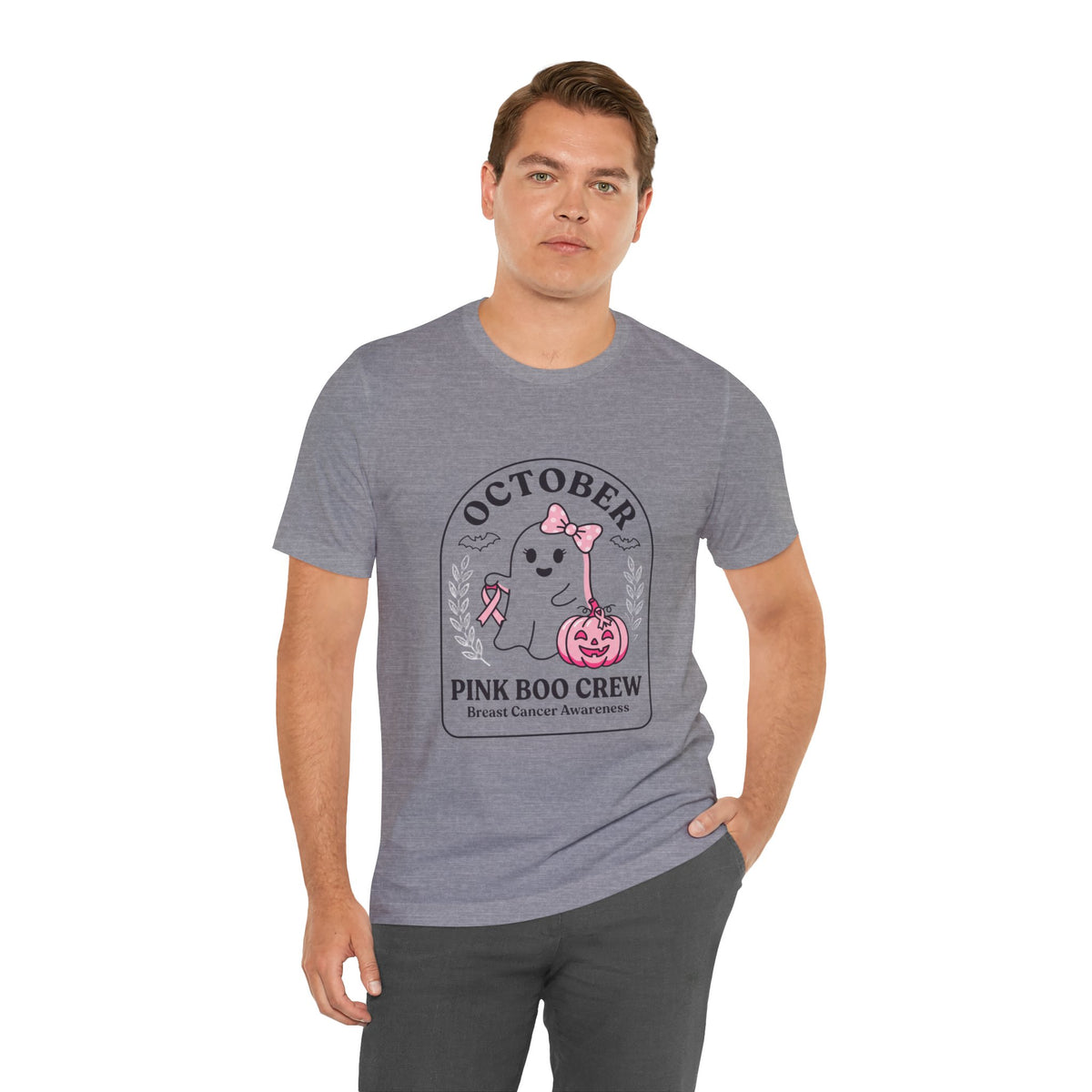 October Pink Boo Crew Tee — Breast Cancer Awareness Ghost T-Shirt