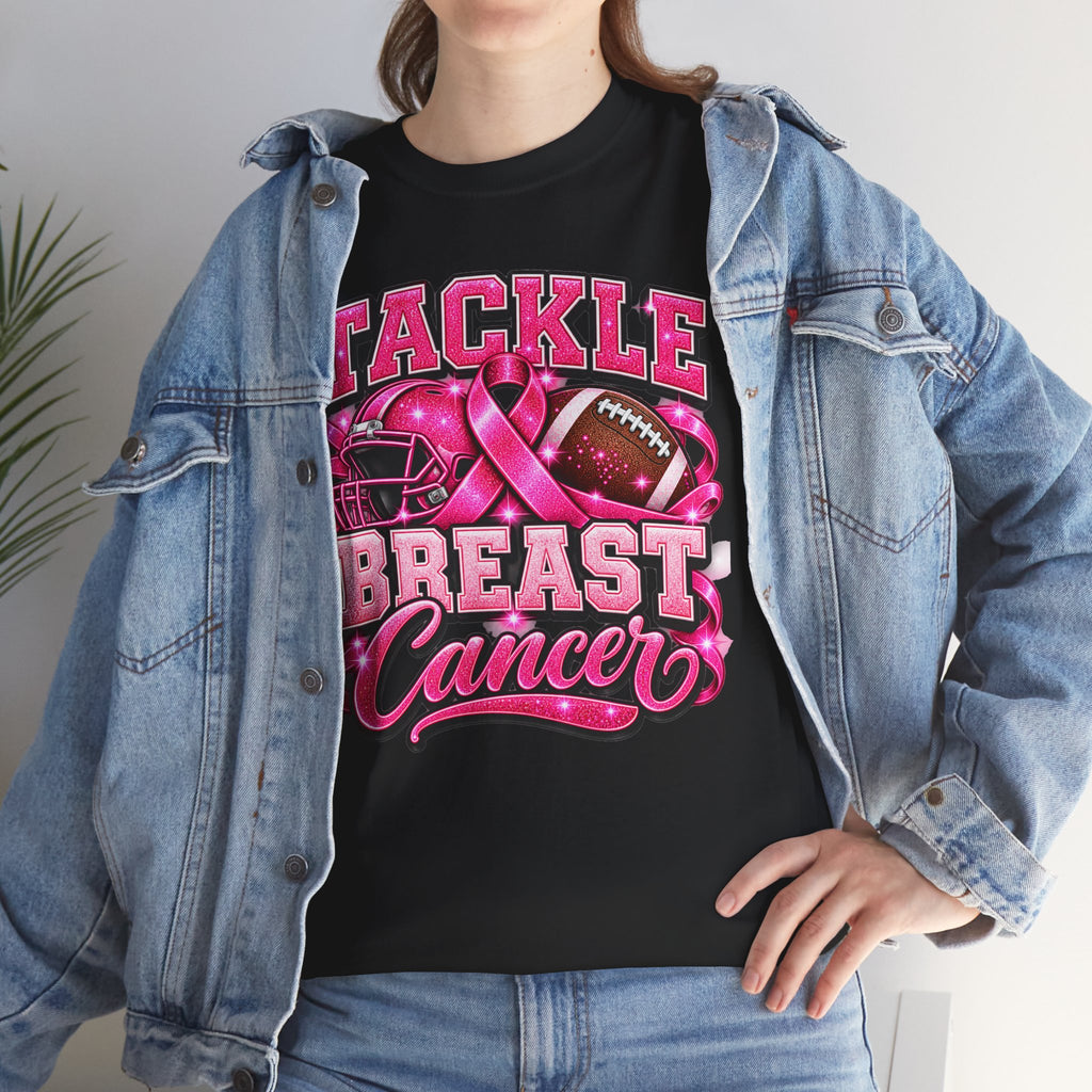 T-Shirt — "Tackle Breast Cancer" Pink Football Awareness Tee