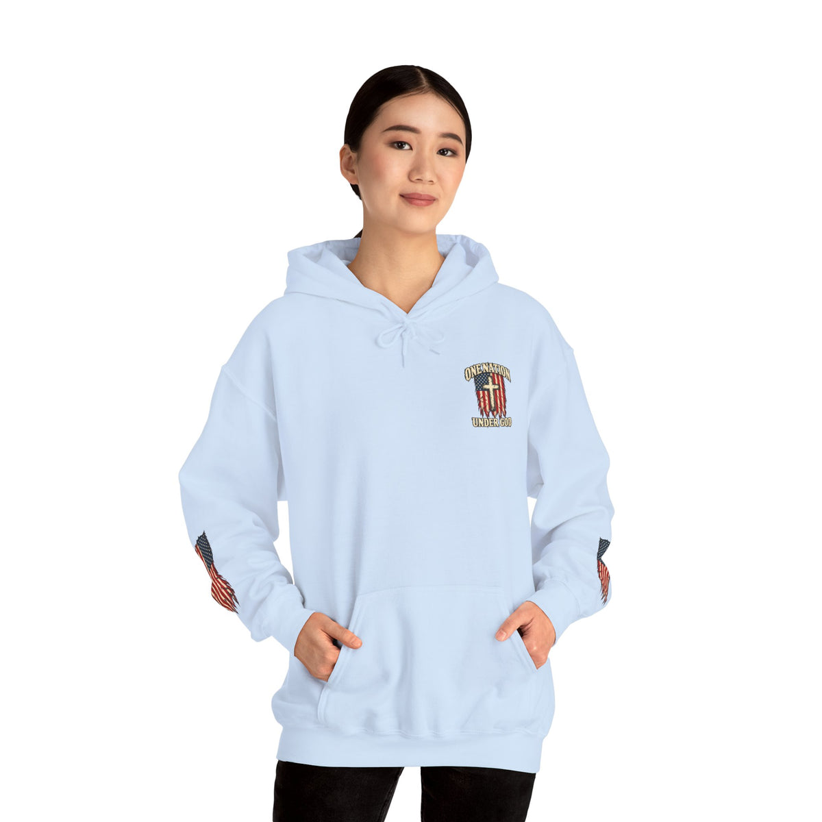 One Nation Under God Patriotic Cross Hoodie