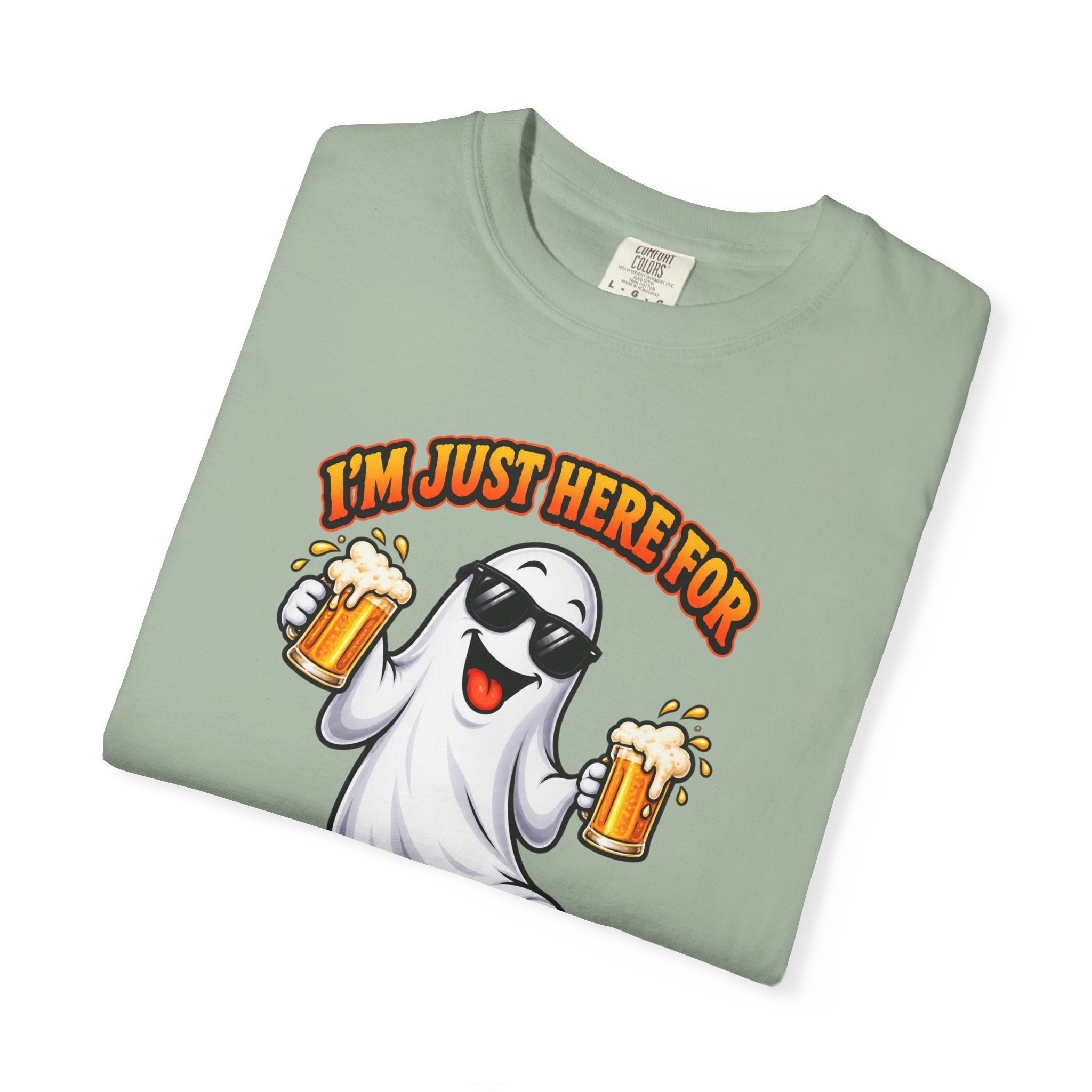 Halloween Beer Ghost T-Shirt - "I'm Just Here For The Boos" Party Tee