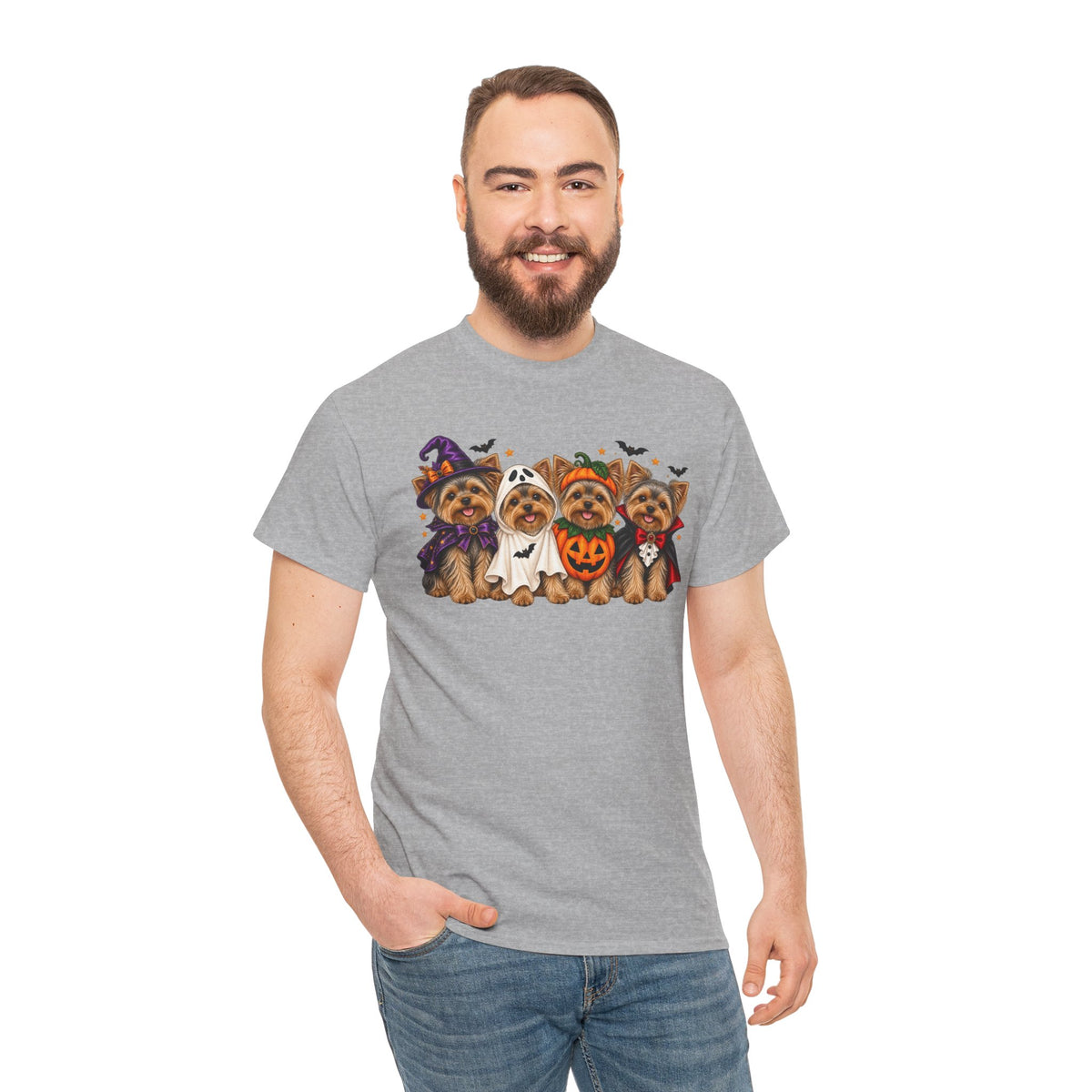 Halloween Yorkie T-Shirt — Cute Yorkies in Costumes (Pumpkin, Ghost, Witch, Vampire)
