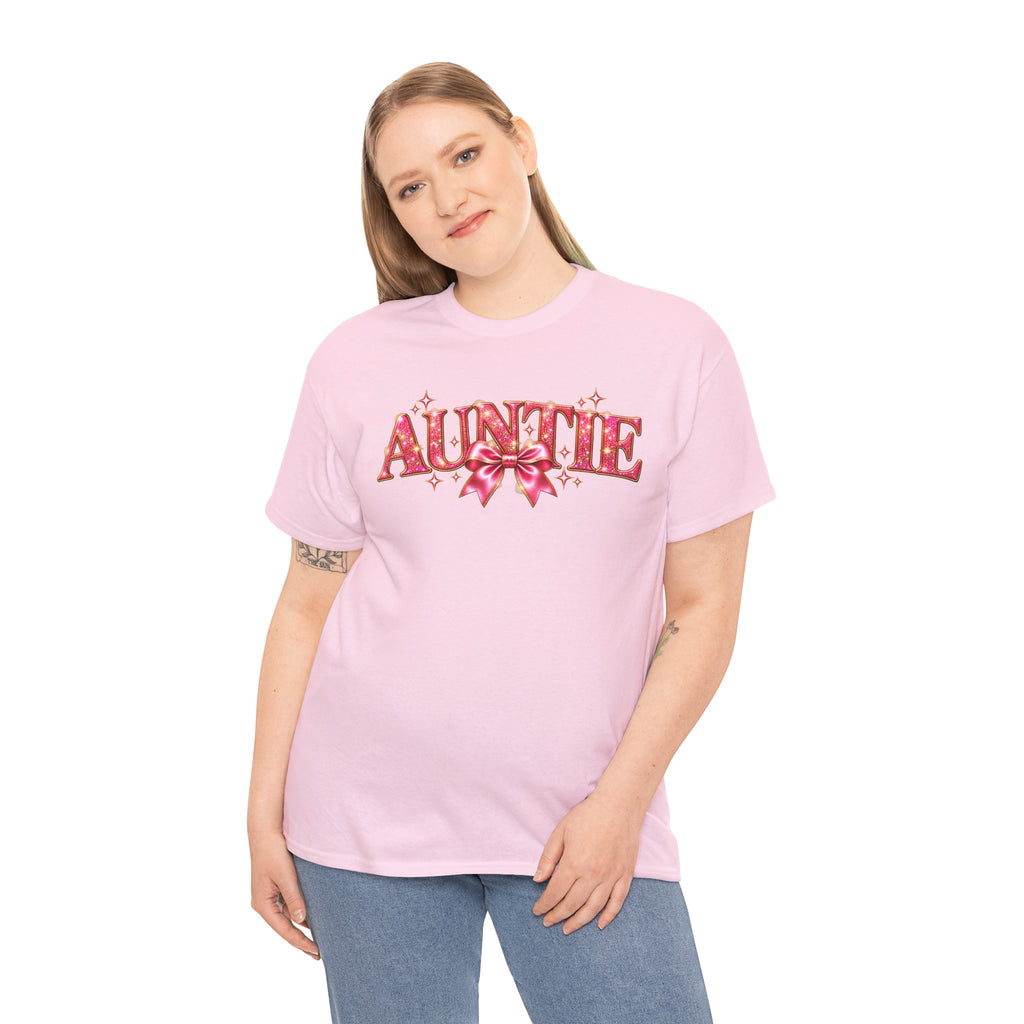 Auntie Graphic T-Shirt | Pink Bow Design