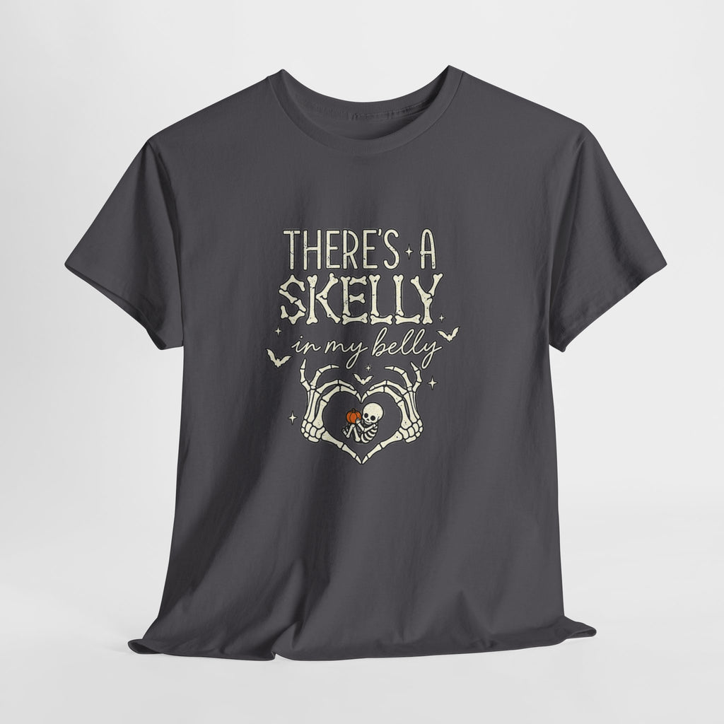 Skeleton Heart T‑Shirt — "There's a Skelly in My Belly" Cute Halloween Tee