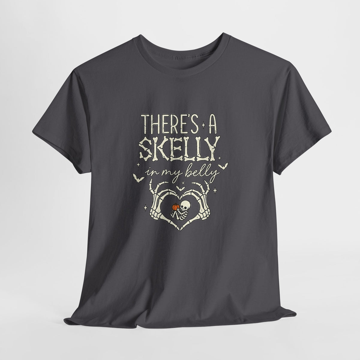 Skeleton Heart T‑Shirt — "There's a Skelly in My Belly" Cute Halloween Tee