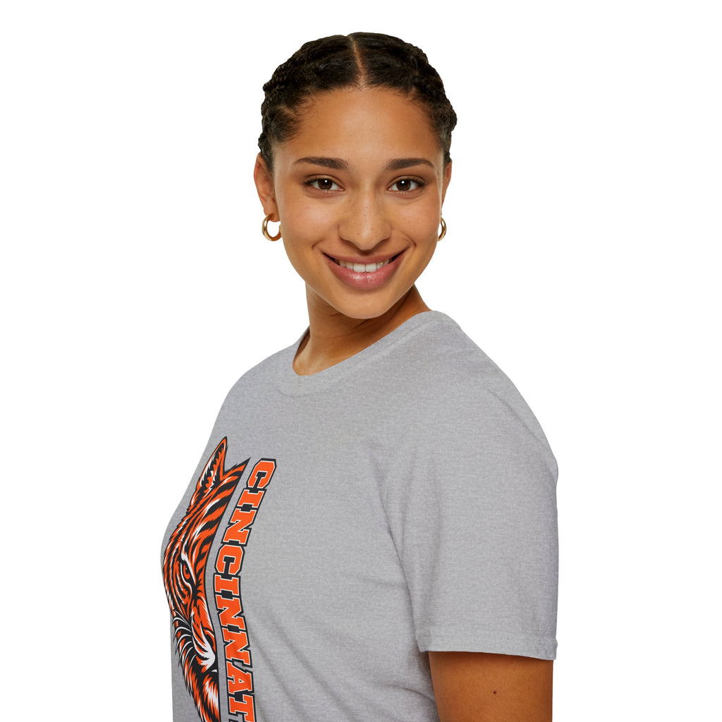 Cincinnati Tiger Head Vertical Graphic T-Shirt