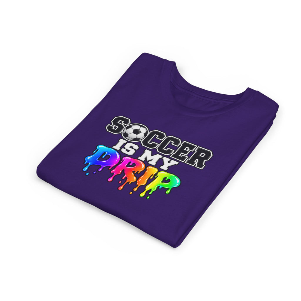 Youth Tee — "Soccer Is My Drip" Colorful Drip Soccer Graphic