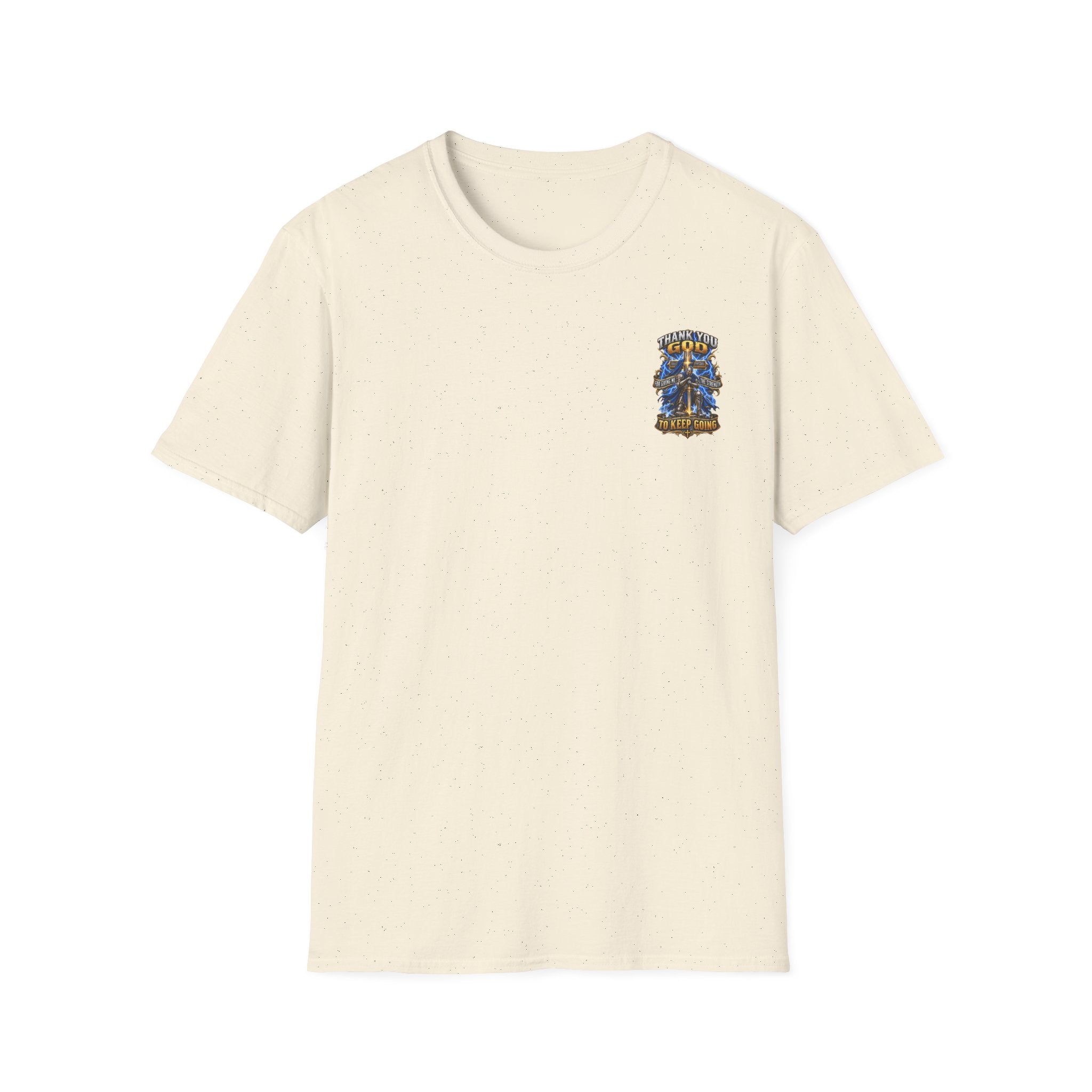 T-Shirt — "Thank You God I Keep Going" Faith Graphic Pocket Tee