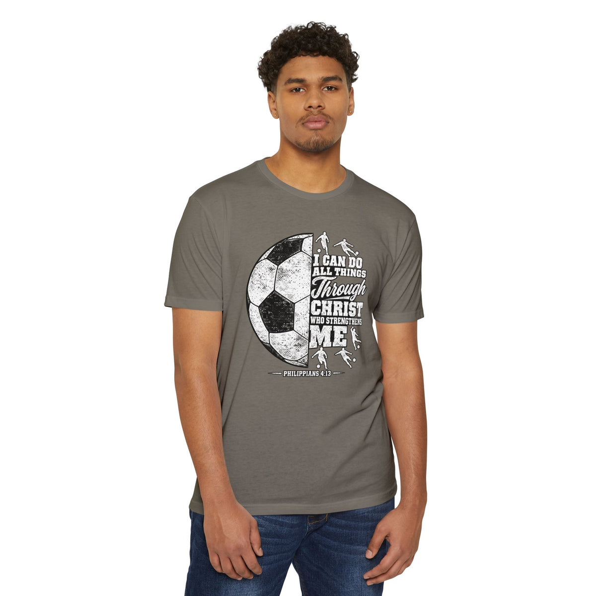 Christian Soccer T-Shirt — “I Can Do All Things Through Christ” Faith Soccer Tee