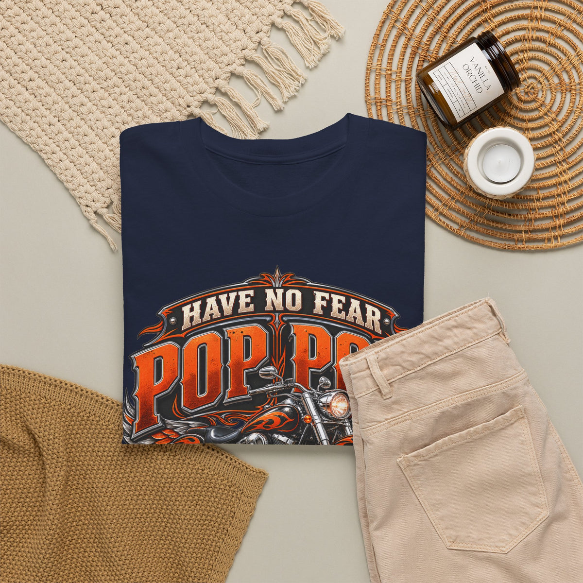 Pop Pop Is Here Motorcycle Dad T-Shirt